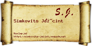 Simkovits Jácint névjegykártya